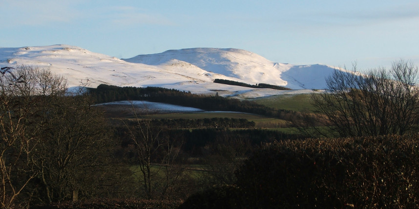 Scottish borders hills in snow